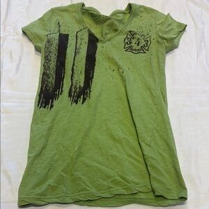 Artistic Green V-Neck Tee